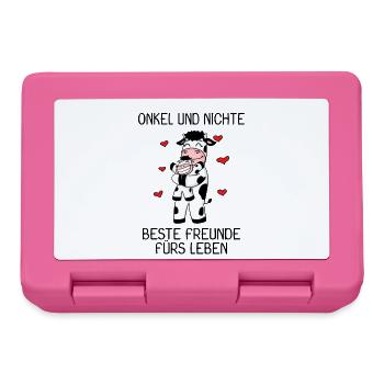 Onkel Nichte Familie Spruch Kuh Baby - Brotdose - Pink - Vorne