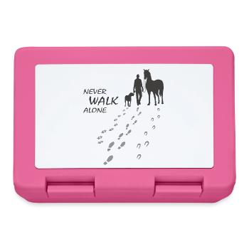 Never walk alone - Hund Pferd Reiter gemeinsam - Brotdose - Pink - Vorne