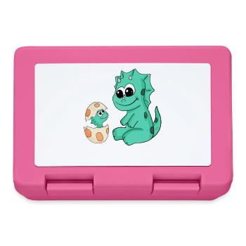 Dinosaurier mit Baby Dinosaurier - Brotdose - Pink - Vorne