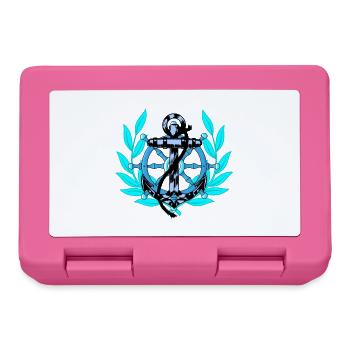 Steuerrad Anker maritim Seefahrer Ahoi Schiff - Brotdose - Pink - Vorne