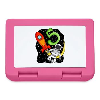 5e anniversaire astronaute garçon 5 ans cadeau - Boîte à goûter - rose - Devant