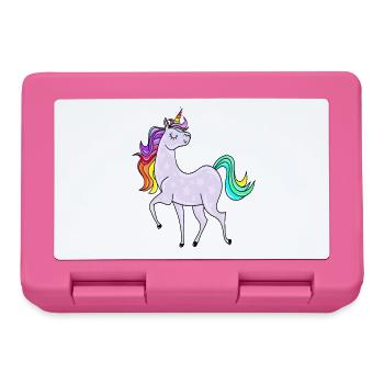 Einhorn mit Sternchen und Regenbogen Farben - Brotdose - Pink - Vorne