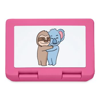 Faultier und Koala niedliche Tiere knuddeln - Brotdose - Pink - Vorne