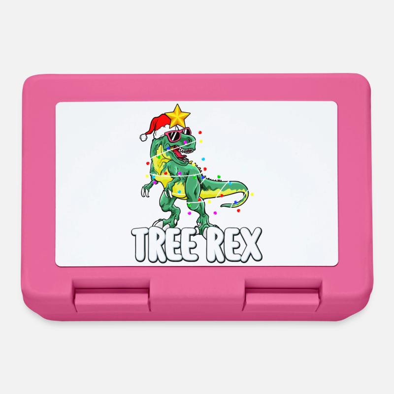 Trex Weihnachtsbaum Baum Rex Dinosaurier Familienfeier - Brotdose - Pink