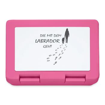 Die mit dem Labrador geht, Hundepfoten Labbi Gassi - Brotdose - Pink - Vorne