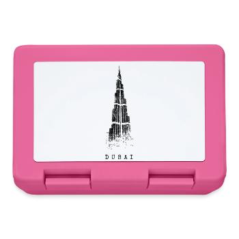 Dubai Burj Khalifa Vintage Silhouette Emirat VAE - Brotdose - Pink - Vorne