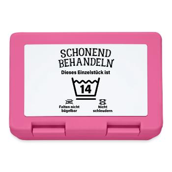 Schonend Behandeln 14. Geburtstag Einzelstück 14 - Brotdose - Pink - Vorne