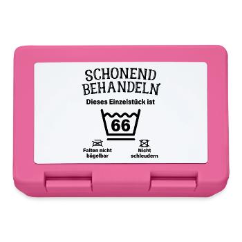 Schonend Behandeln 66. Geburtstag Einzelstück 66 - Brotdose - Pink - Vorne
