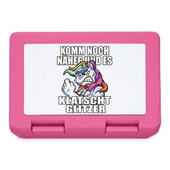 Einhorn komm näher und es klatscht glitzer - Brotdose - Pink - Vorne