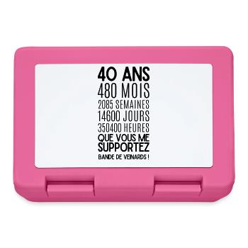 40 ans que vous me Supportez, Bande de Veinards ! - Boîte à goûter - rose - Devant