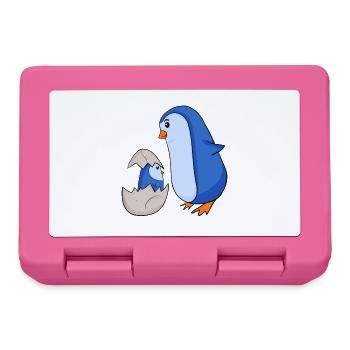 Pingouin avec Bébé Pingouin - Boîte à goûter - rose - Devant