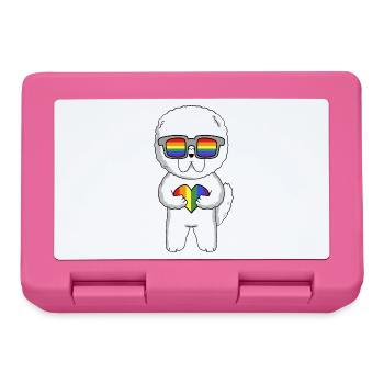 Chien LGBT Bichon Frisé Arc-en-ciel - Boîte à goûter - rose - Devant
