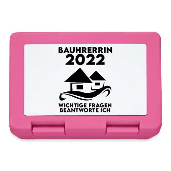 Bauherrin 2022 Hausbau Baustelle Richtfest - Brotdose - Pink - Vorne