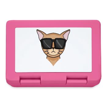 Abyssinian cat cat with sunglasses - Lunchbox - pink - Front