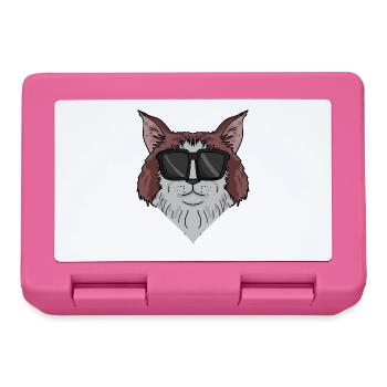 Maine-Coon Katze mit Sonnenbrille - Brotdose - Pink - Vorne