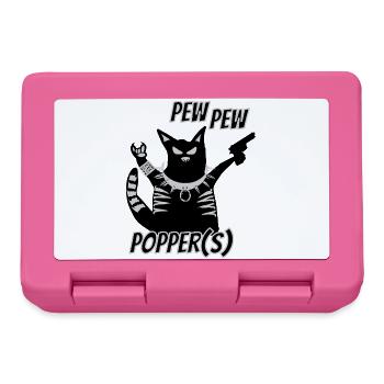Pew Pew Popper Katze Heavy Metal  - Brotdose - Pink - Vorne