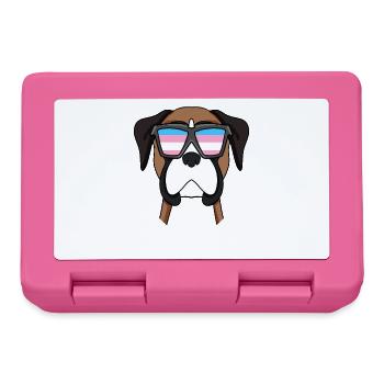 Transgender Deutscher Boxer Hund - Hund mit Brille - Brotdose - Pink - Vorne