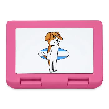 Surfboard Dog Beagle Surfing Gift - Lunchbox - pink - Front