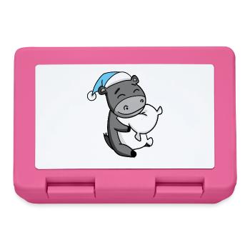 Donkey with pillow and sleeping cap - Lunchbox - pink - Front