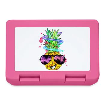 coole Ananas mit Neon Spirale - Brotdose - Pink - Vorne