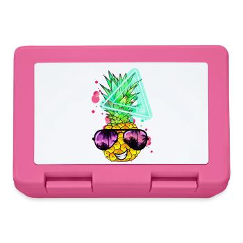 Lustige Ananas Neon Retro - Brotdose - Pink - Vorne