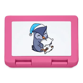 Owl with pillow and sleeping cap - Lunchbox - pink - Front