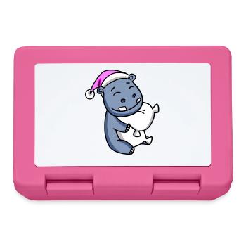 Hippo with pillow and sleeping cap - Lunchbox - pink - Front