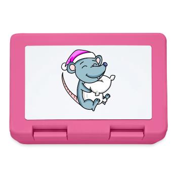 Mouse with pillow and sleeping cap - Lunchbox - pink - Front