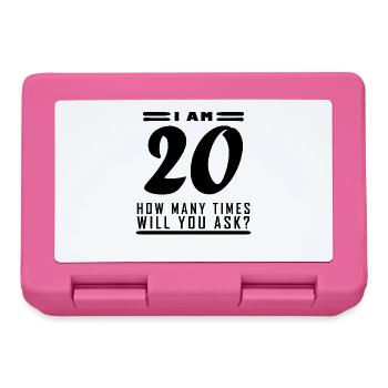 Ich bin 20 – 20. Geburtstag Geschenk - Brotdose - Pink - Vorne