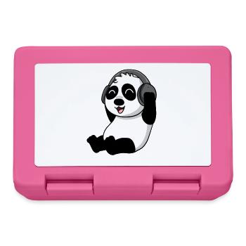 Niedlicher Panda hört Musik - Brotdose - Pink - Vorne