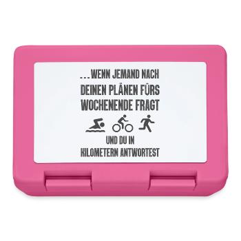 Wenn Jemand Nach Deinen Plänen Triathlon - Brotdose - Pink - Vorne