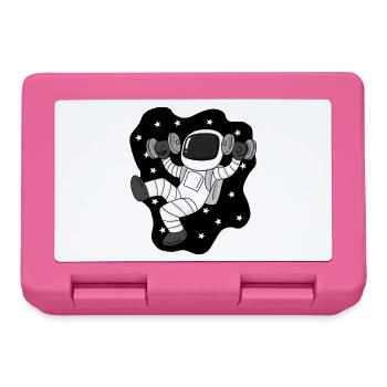 Astronaut with dumbbells in space - Lunchbox - pink - Front