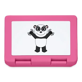 Bodybuilder Panda Fitness Motivation Geschenk - Brotdose - Pink - Vorne