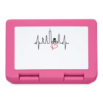 New York Skyline Herzschlag Herz USA Geschenk NY - Brotdose - Pink - Vorne