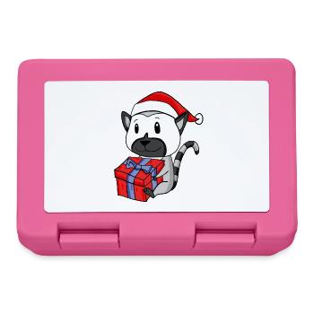 Christmas Lemur Baby with Gift - Lunchbox - pink - Front