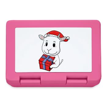 Weihnachten Ziege Baby mit Geschenk - Brotdose - Pink - Vorne