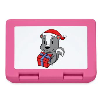 Christmas skunk baby with gift - Lunchbox - pink - Front