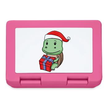 Christmas turtle baby with gift - Lunchbox - pink - Front