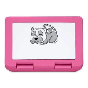 Lémurien avec bébé lémurien - Famille - Boîte à goûter - rose - Devant