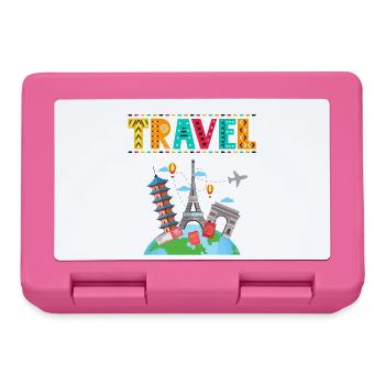 Voyage - Idée cadeau pour les amoureux des voyages - Boîte à goûter - rose - Devant