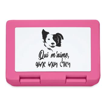" qui m'aime, aime mon chien " chiot dog lover - Boîte à goûter - rose - Devant