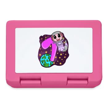 7th Birthday - 7 Years Astronaut Girl Gift - Lunchbox - pink - Front