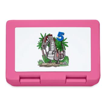5 years old - 5th birthday with animal motif - Lunchbox - pink - Front
