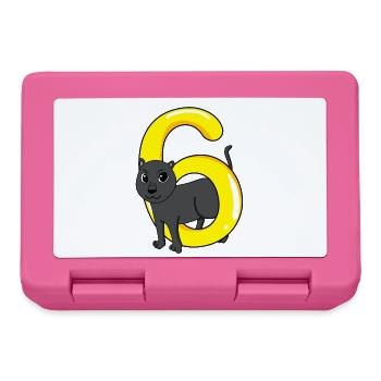 6 ans - 6ème anniversaire avec motif animal - Boîte à goûter - rose - Devant