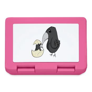 Crow Family - Crow with Baby - Crow Motif - Lunchbox - pink - Front