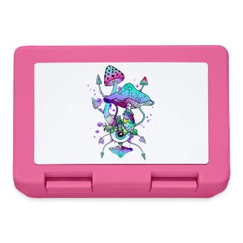 Trippy Neon Psychedelic Mushrooms - Brotdose - Pink - Vorne