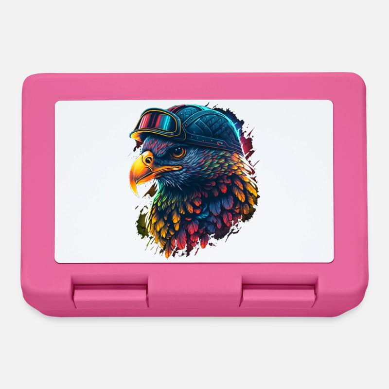 Aigle coloré en casque hitech - Boîte à goûter - rose