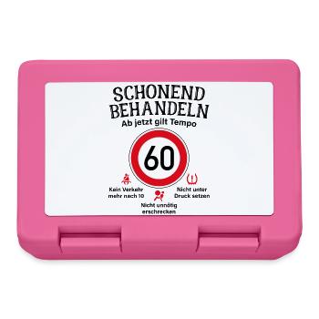 60. Geburtstag Schonend Behandeln 60 Tempolimit 60 - Brotdose - Pink - Vorne