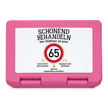 65. Geburtstag Schonend Behandeln Oldtimer Ist 65 - Brotdose - Pink - Vorne