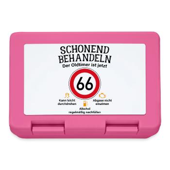 66. Geburtstag Schonend Behandeln Oldtimer Ist 66 - Brotdose - Pink - Vorne